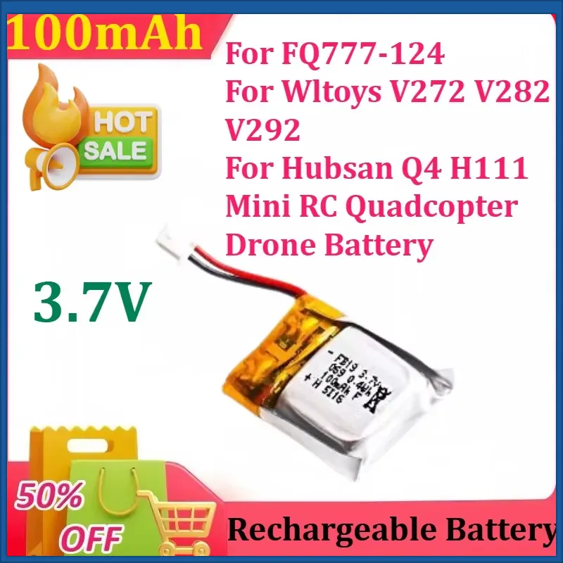 Drone Fq777 Rc Quadcopter - Batería Lipo de 3.7V 100mAh para