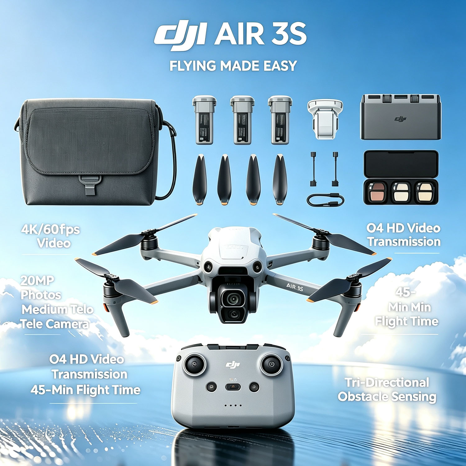 Caja Abierta-DJI Air 3S Fly Mo - Drone Rc N3 3 Batteries reseña y precio