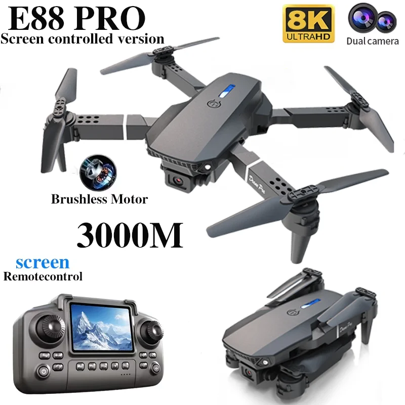 Dron E88 PRO con Pantalla, Cám - Drone E88Pro Rc 4K reseña y precio